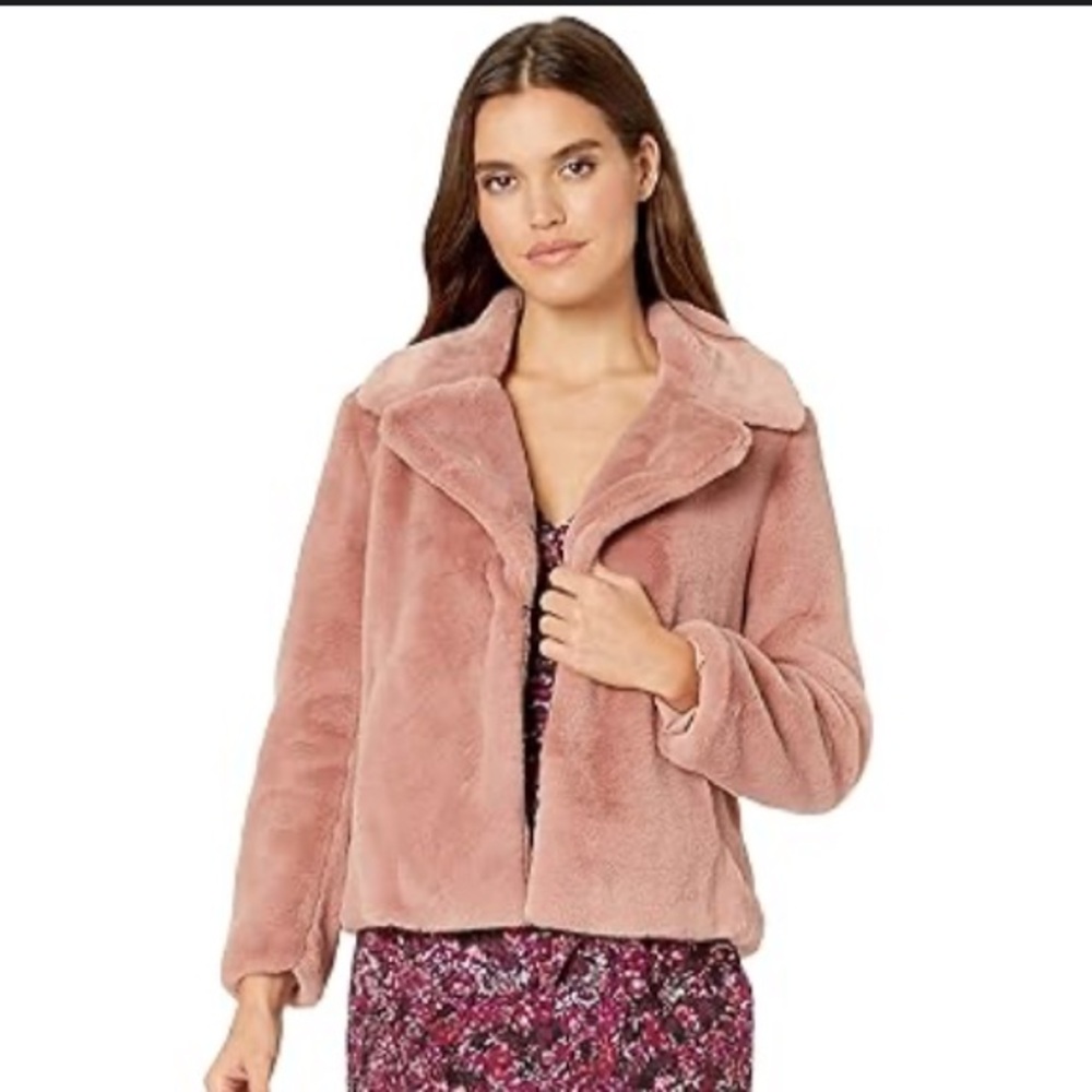 1.STATE Blush Faux Mink Collared Jacket size Large